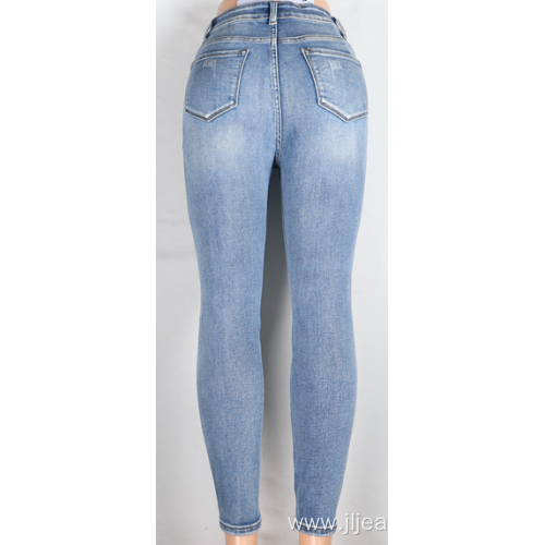 Ripped Jeans Personality Light Blue High Waist